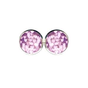 Purple Heart Bokeh Earrings